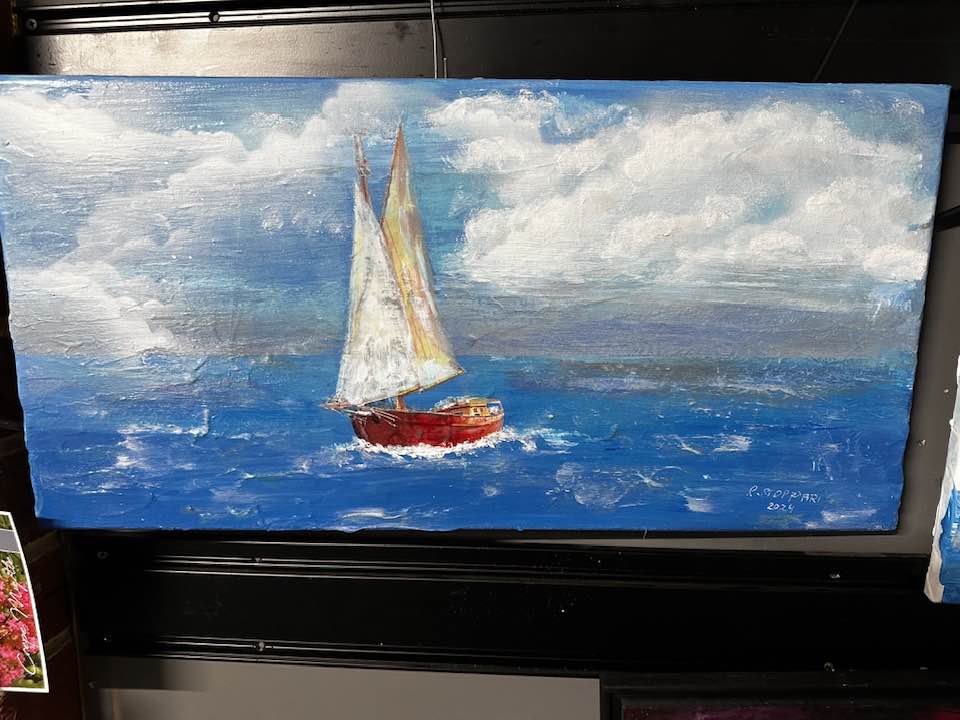 Sailboat, studio painting